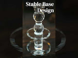 Crystal candle holder with a stable base design.