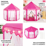 Pink Princess Castle Play House Tent with Star LED Garlands & Carry Bag