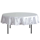 90" White Satin Round Tablecloth