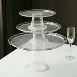 Set of 3 | Clear Plastic Round Pedestal Cake Stands, Stackable Cupcake Dessert Display Holders