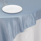 72x72inch Dusty Blue Lamour Satin Table Overlay, Square Tablecloth Topper