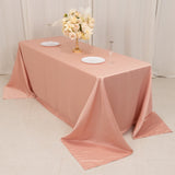 90x132inch dusty rose Seamless Lamour Satin Rectangle Tablecloth for 6 Foot Table