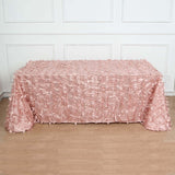 90x156inch Dusty Rose 3D Leaf Petal Taffeta Fabric Rectangle Tablecloth