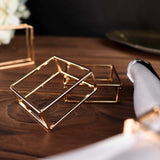 4 Pack | Gold Metal Hollow Square Napkin Rings, Modern Geometric Cube Napkin Holders