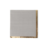 50 Pack Gray Disposable Cocktail Napkins with Gold Foil Edge