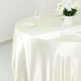 132inch Ivory Seamless Satin Round Tablecloth