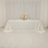 90x156inch Ivory Seamless Lamour Satin Rectangle Tablecloth for 8 Foot Table