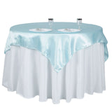 60"x 60" Light Blue Seamless Satin Square Tablecloth Overlay