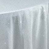 Scuba Round Tablecloth 120 White with Rhinestone Accents – Seamless, Wrinkle-Free