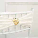 2inch Gold Diamond Metal Crown Sash Bow Pin