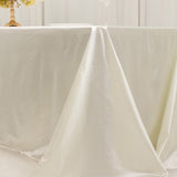 90"x156" Shimmer Pearl White Scuba Rectangle Tablecloth, Wrinkle Free Seamless Premium