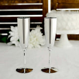 6 Pack | Silver 5oz Plastic Champagne Flutes, Disposable Glasses For Champagne