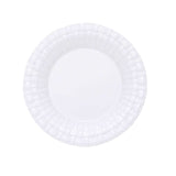 7inch White Basketweave Rim Plastic Salad Dessert Plates, Round Disposable Appetizer Plates#whtbkgd