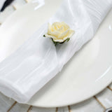 5 Pack | White Accordion Crinkle Taffeta Dinner Napkins | 20x20Inch