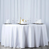 120inch White 190 GSM Seamless Premium Polyester Round Tablecloth