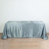 90x132Inch Dusty Blue Satin Seamless Rectangular Tablecloth