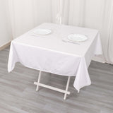 54" White Premium Scuba Wrinkle Free Square Tablecloth, Scuba Polyester Tablecloth