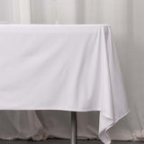 60"x102" White Premium Scuba Wrinkle Free Rectangular Tablecloth, Scuba Polyester Tablecloth