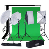 1200W White Umbrella Continuous Lighting Photo Video Studio Kit With Soft Box Reflectors and Muslin