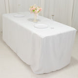 6ft White Open Back Fitted Polyester Rectangle Tablecloth, Trade Show Table Cover