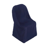 10 Pack Navy Blue Polyester Folding Chair Covers, Reusable Stain Resistant