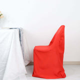 Red Polyester Folding Chair Cover, Reusable Stain Resistant Slip On Chair Cover