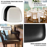 5 Pack Black PU Leather Chiavari Chair Cushion Pads with Wood Backed Design