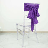 5 Pack | Purple Accordion Crinkle Taffeta Chair Sashes - 6inch x 106inch