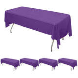 5 Pack Purple Rectangle Plastic Table Covers, 54x108 PVC Waterproof Disposable