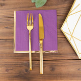 50 Pack | 2 Ply Soft Purple With Gold Foil Edge Dinner Paper Napkins