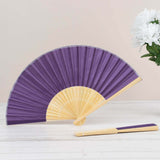 5 Pack Purple Asian Silk Folding Fans Party Favors, Oriental Folding Fan Favors