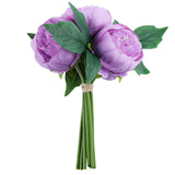 5 Flower Head Lavender Lilac Peony Bouquet | Artificial Silk Peonies Spray