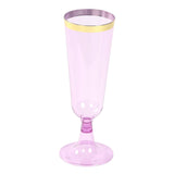 12 Pack Transparent Purple Disposable Champagne Flutes with Gold Rim, 5oz Plastic Toasting#whtbkgd