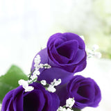 12 Bushes | Purple Artificial Premium Silk Flower Rose Bud Bouquets