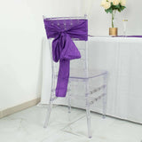 5 Pack | Purple Accordion Crinkle Taffeta Chair Sashes - 6inch x 106inch