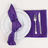 5 Pack Lamour Satin 20"x20" Napkins Purple - Soft Matte Finish Dinner Napkins