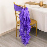 5 Pack Purple Curly Willow Chiffon Satin Chair Sashes