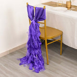 5 Pack Purple Curly Willow Chiffon Satin Chair Sashes