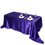 90x156 Purple Satin Rectangular Tablecloth