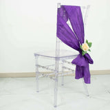 5 Pack | Purple Accordion Crinkle Taffeta Chair Sashes - 6inch x 106inch