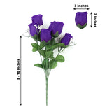 12 Bushes | Purple Artificial Premium Silk Flower Rose Bud Bouquets