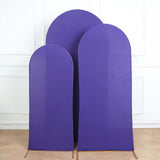 Set of 3 | Matte Purple Spandex Fitted Chiara Backdrop Stand Cover For Round Top