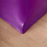 6FT Metallic Purple Rectangular Stretch Spandex Table Cover