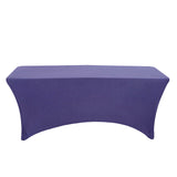 Purple Stretch Spandex Rectangle Tablecloth 8ft Wrinkle Free Fitted Table Cover