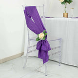 5 Pack | Purple Accordion Crinkle Taffeta Chair Sashes - 6inch x 106inch