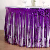 30inch x 9ft Purple Metallic Foil Fringe Table Skirt, Tinsel Table Skirt