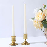 Set of 4 Vintage Gold Metal Pillar Candle Holders with Sturdy Round Base