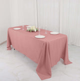 72"x120" Dusty Rose Polyester Rectangle Tablecloth, Reusable Linen Tablecloth