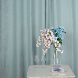 2 Pack | Handmade Dusty Blue Faux Linen Curtains 52x64 inches Curtain Panels With Chrome Grommets