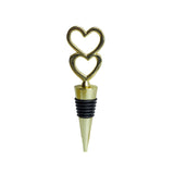 5" Gold Metal Double Heart Wine Bottle Stopper Wedding Party Favors With Velvet Gift Box